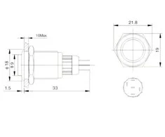 Oem ON-OFF jungiklis monostabilus - PBW-16BP - 2A/250V - žalias apvalus