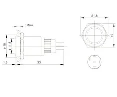 Oem ON-OFF jungiklis monostabilus - PBW-16BPW - 2A/250V - plokščias žalias/raudonas