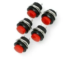 Oem ON-OFF mygtukas, momentinis, apvalus 250V/3A - raudonas - 5 vnt