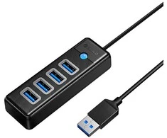 Orico Hub USB iki 4x USB 3.0, 5 Gbps, 0.15 m (juodas)