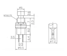 Oem PBS-110 momentinis mygtukas - žalias - 250V-1A/125V-3A - 7mm - apvalus