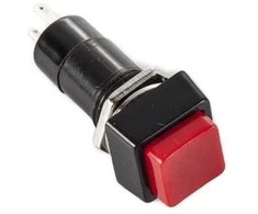Oem PBS-12A mygtukas – 250V 1A – raudonas – bistabilus – kvadratinis
