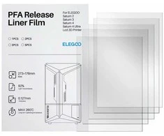 PFA folija Elegoo Saturn 3D spausdintuvams - 273x176mm - 5 vnt.