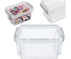 Plastikinis konteineris su dangteliu ir spaustuku 125x85x70mm užrakinamas organizatorius