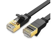 Plokščias tinklo kabelis UGREEN NW106 Ethernet RJ45, Cat.7, STP, 10m (juodas)