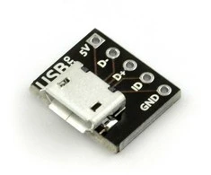 Pololu MicroUSB B 5 kontaktų jungtis kontaktinei plokštei - MSX