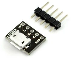Pololu MicroUSB B 5 kontaktų jungtis kontaktinei plokštei - MSX