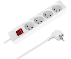 Przedłużacz Prailgintuvas, 4 lizdai, 1,5 m, prancūziško tipo, su jungikliu (3x1,0 mm), „Rebel“ baltas