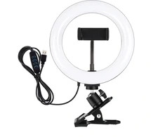 Puluz 20 cm žiedinis šviestuvas vaizdo tinklaraščiams su monitoriaus laikikliu, telefono laikikliu ir spalvų temperatūros reguliavimu (juodas)