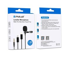 Puluz Jack Lavalier laidinis kondensatoriaus įrašymo mikrofonas 1.5 m lizdas 3.5 mm PU424