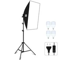 Studijos komplektas 50 x 70 cm su trikoju, 4 LED lemputės Puluz softbox