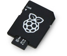 Raspberry Micro SD atminties kortelė 32 GB 100 MB/s A2 klasė su Raspberry Pi OS – su adapteriu ir dėklu