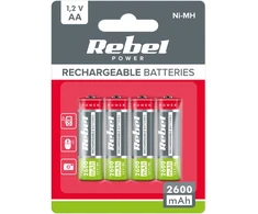 REBEL AA baterija, 2600 mAh, Ni-MH, 1.2 V, 4 vnt./bl, R6