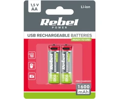 REBEL AA baterijos, 1600 mAh, ličio jonų, 1.5 V, 2 vnt./bl, R6, C tipo lizdas