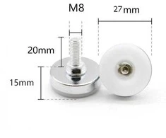 Oem Reguliuojama kojelė baldams - M8 27x20mm - sidabrinė - baldų kojelė su poveržle