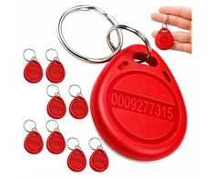 RFID raktų pakabukas 125KHz raudonas NFC bekontaktis unikalus domofonas x10 vnt
