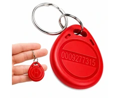RFID raktų pakabukas 125KHz raudonas NFC bekontaktis unikalus domofonas x10 vnt