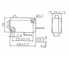 Oem Ribinis jungiklis KW7-0 NO - 230VAC - Mikrojungiklis - eigos jungiklis