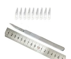 Oem Rinkinys - chirurginiai peiliai - 10 vnt - 11 tipo skalpelis - skalpelio rankena