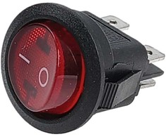 Rotoriaus jungiklis - SMRS201R - 6A/250V - dvigubas - apvalus - ĮJUNGTA/IŠJUNGTA - raudonas