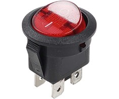 Rotoriaus jungiklis - SMRS201R - 6A/250V - dvigubas - apvalus - ĮJUNGTA/IŠJUNGTA - raudonas
