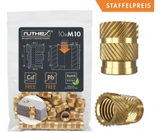 Ruthex M6 srieginis įdėklas – Rx-M10x12.7 - 10 vnt.