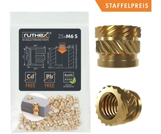 Ruthex M6 srieginis įdėklas – Rx-M6x6.8 - 25 vnt.