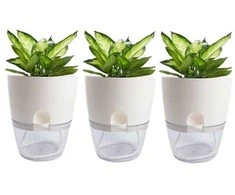 Oem Savaime laistantis gėlių vazonas – 14.5 cm – baltas – su
