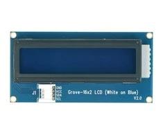 Seeed Studio Grove, 2x16 simbolių LCD ekranas su apšvietimu (balta ant mėlynos spalvos)