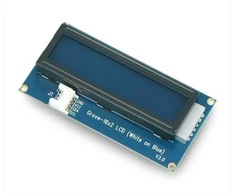 Seeed Studio Grove, 2x16 simbolių LCD ekranas su apšvietimu (balta ant mėlynos spalvos)
