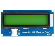 Seeed Studio Grove, 2x16 simbolių LCD ekranas su apšvietimu (juoda ant geltonos)