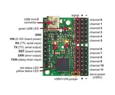 Servo Variklių Valdiklis Pololu Mini Maestro USB 12-kanalų