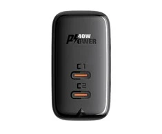 Sieninis įkroviklis Acefast A9, 2x USB-C, PD 40W (Juoda)