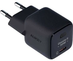 Sieninis įkroviklis Aukey PA-B1L.USB-C, 30W (juodas)