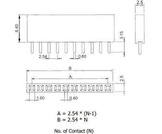 Oem Smeigtuko lizdas 2.54 mm - 1x40 auksinis kaištis - moteriškas