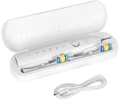 Sonic dantų šepetėlis TEESA SONIC 2 baltas, 5 veikimo režimai, kelioninis dėklas, USB C tipo jungtis