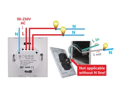 Sonoff T1 1-kanalo sieninis jungiklis su WiFi + RF - 230VAC 600W