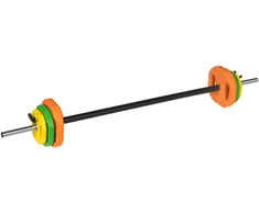 Sulankstoma štanga su ketaus svoriu, 140 cm štanga, 20 kg treniruočių rinkinys, REBEL ACTIVE