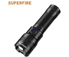 Superfire Žibintuvėlis L16-T, 890lm, 15W, fokusuojamas, įkraunamas USB C, 18650 3400mAh, IP43