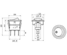 Oem Svirties jungiklis – SMRS101-6LDR – 20A/12V DC – apvalus – ON-OF – juodas – raudonas LED