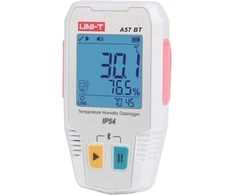 Temperatūros ir drėgmės duomenų kaupiklis, -40 ~ 85C, 0%~100% RH, 64000 taškų, IP54, Bluetooth, UNI-T