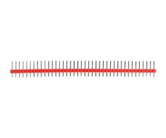 Tiesi auksinių kaiščių 1x40 jungtis su 2.54mm rastru - raudona - 10 vnt - justPi