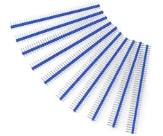 Tiesi auksinių kaiščių 1x40 jungtis su 2.54mm rastru - mėlyna - 10 vnt - justPi