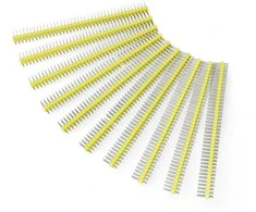 Tiesi auksinių kaiščių 2x40 jungtis su 2.54mm rastru - geltona - 10 vnt - justPi