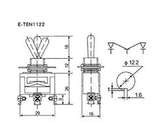 Oem Tumblerinis jungiklis - E-TEN1122 - 15A - 250V - 3 padėtys - 3 kontaktai