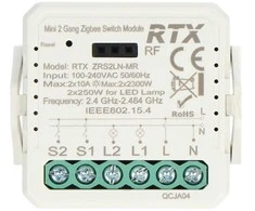 Tuya – 2 kanalų mini relė 10A – ZigBee – Android / iOS programėlė – RTX ZRS2LN-MR