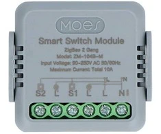 Tuya – 2 kanalų mini ZigBee įskiepio relė – Android/iOS programa – Moes ZM-104B-M