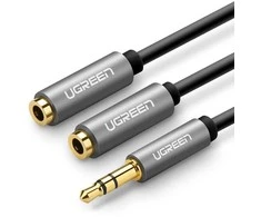 UGREEN AUX garso skirstytuvas su lizdu 3.5 mm laidas, 20 cm (sidabrinis)