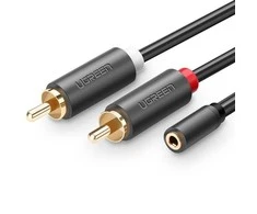 UGREEN AV102 2x RCA (Cinch) kištukai - 3.5mm lizdas kabelis 3m juodas