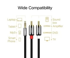 UGREEN AV116 3.5mm - 2RCA Cinch kabelis 5 m